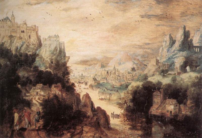 BLES, Herri met de Landscape with Christ and the Men of Emmaus fdg oil painting image